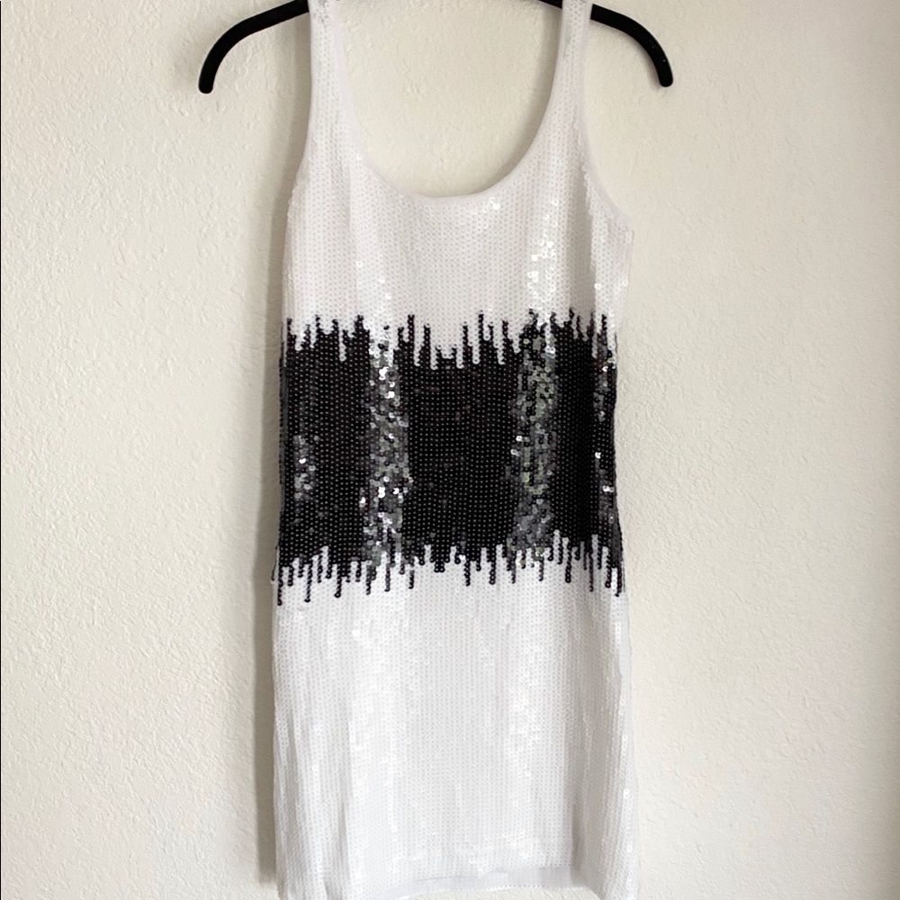 Boston Proper Black White Sequin Tank Dress - Picture 6 of 7